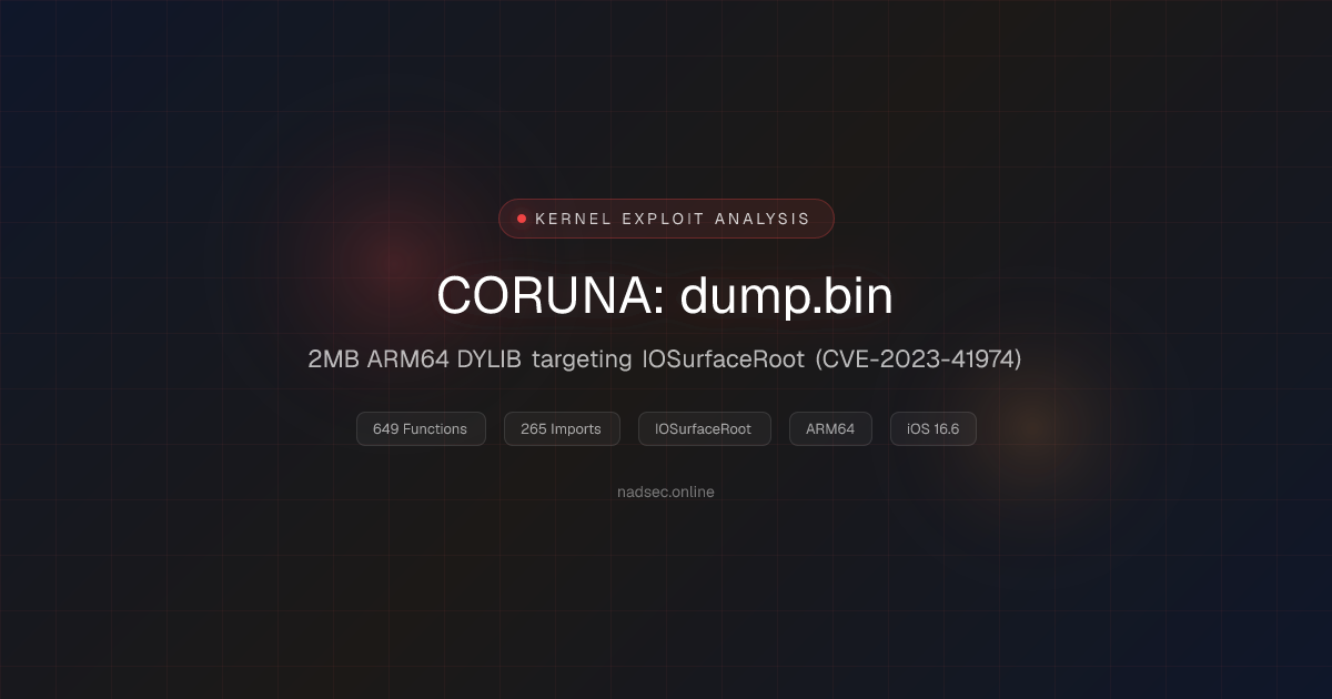 Coruna Kernel Exploit - Technical Analysis of dump.bin (CVE-2023-41974 ...